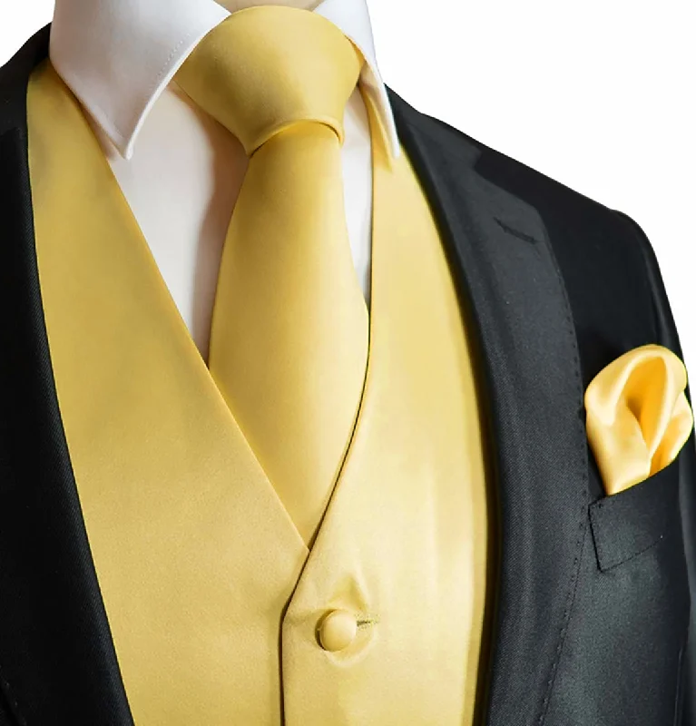 Solid Yellow Tuxedo Vest Set