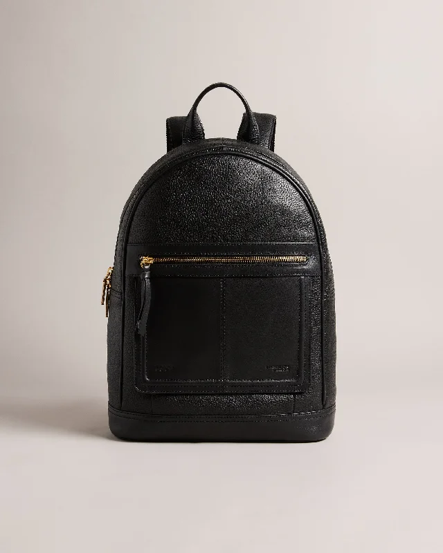 Nishay Soft Grainy Leather Backpack Black