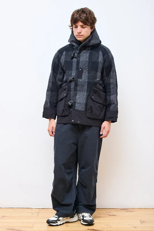 Buffalo Check 3Way Collar Bush Hike Jacket Charcoal