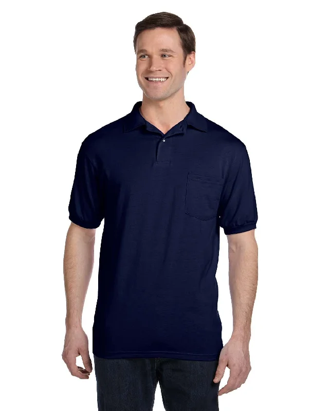 Hanes 50/50 Jersey Knit Pocket Polo Shirt | Navy