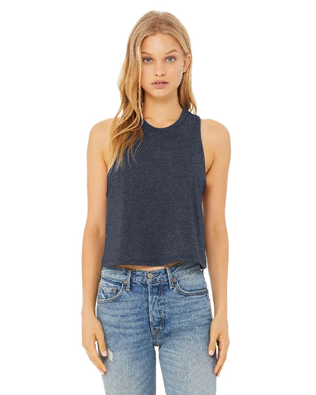 Bella+Canvas Ladies Racerback Cropped Tank | Heather Navy