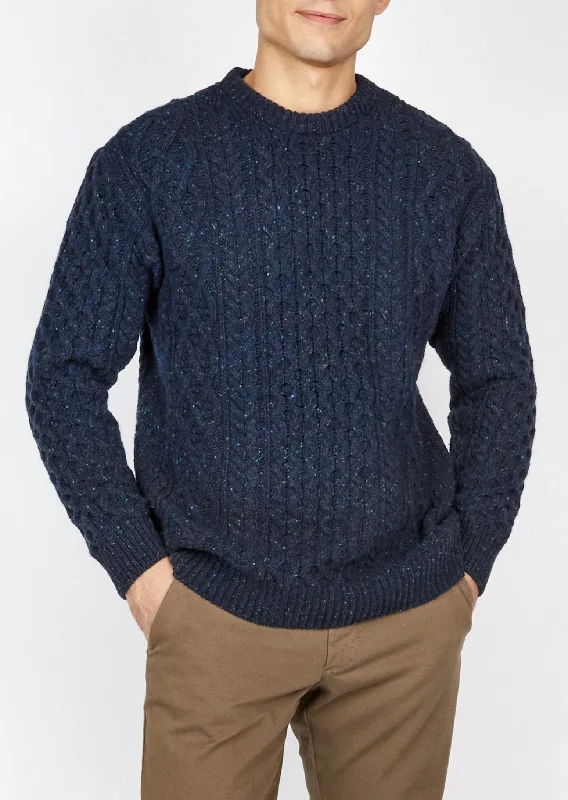 IrelandsEye Cashmere Aran Sweater | Rich Navy