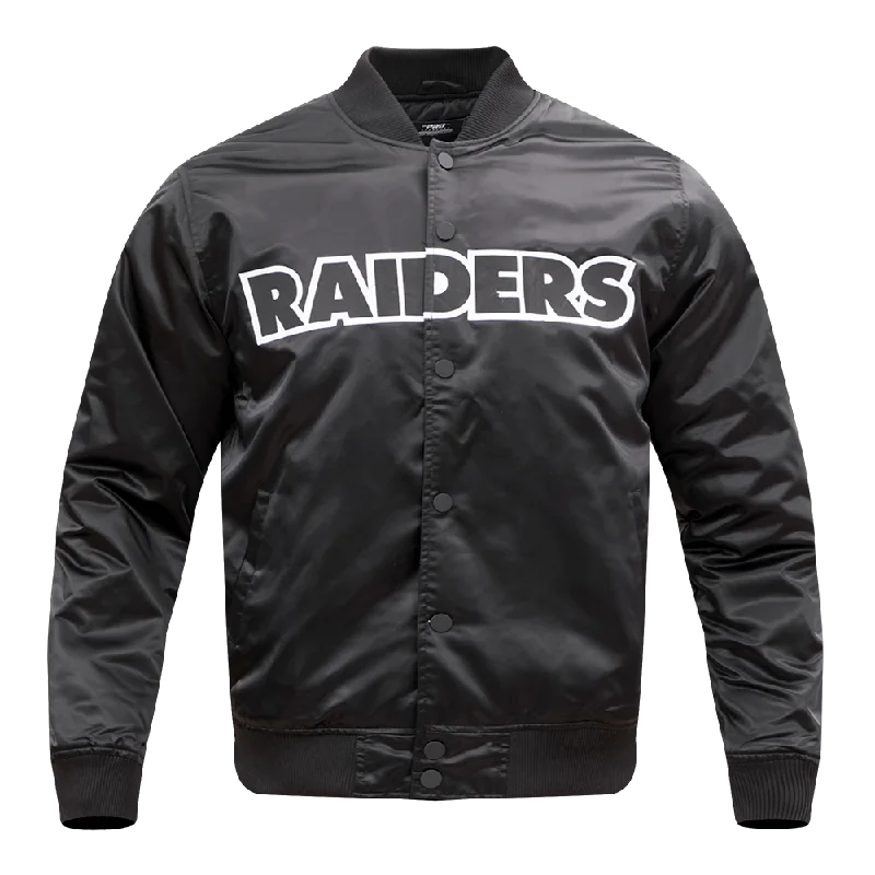 NFL LAS VEGAS RAIDERS WORDMARK MEN'S SATIN JACKET (BLACK)