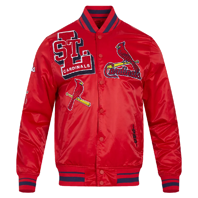 MLB ST. LOUIS CARDINALS MASHUP MEN'S RIB SATIN JACKET (RED/MIDNIGHT NAVY/RED)