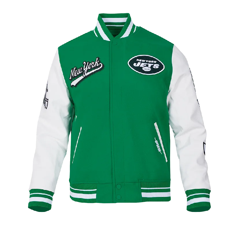 NFL NEW YORK JETS SCRIPT TAIL MEN'S RIB WOOL VARSITY (KELLY GREEN/ WHITE)