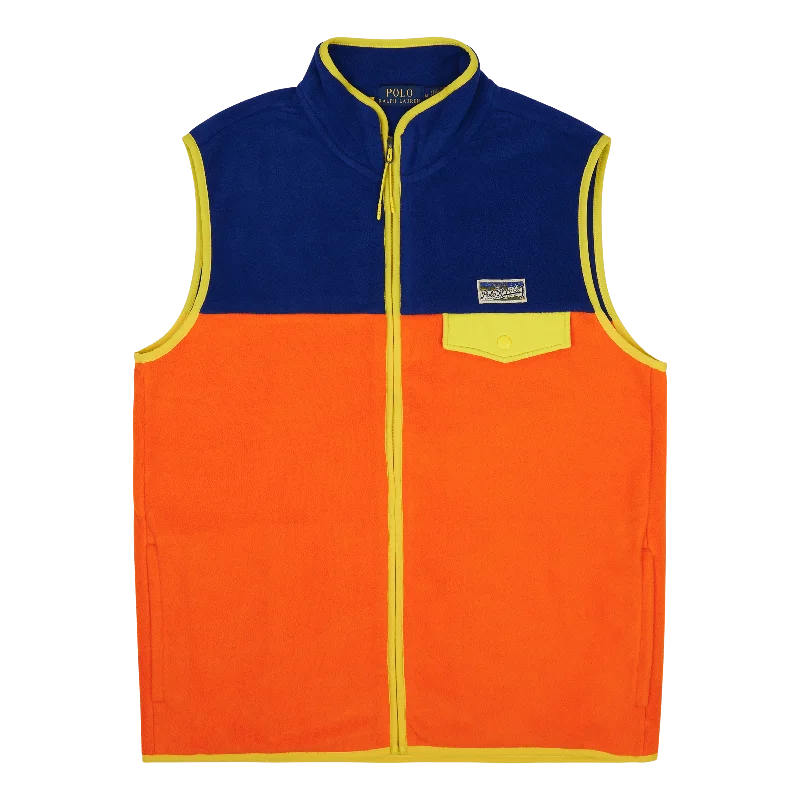 Color-Blocked Brushed Fleece Vest Sailing Orange Multi