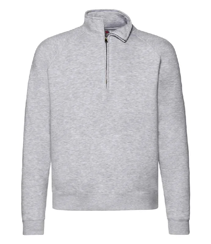 Fruit of the Loom Premium Zip Neck Sweatshirt | Heather Grey