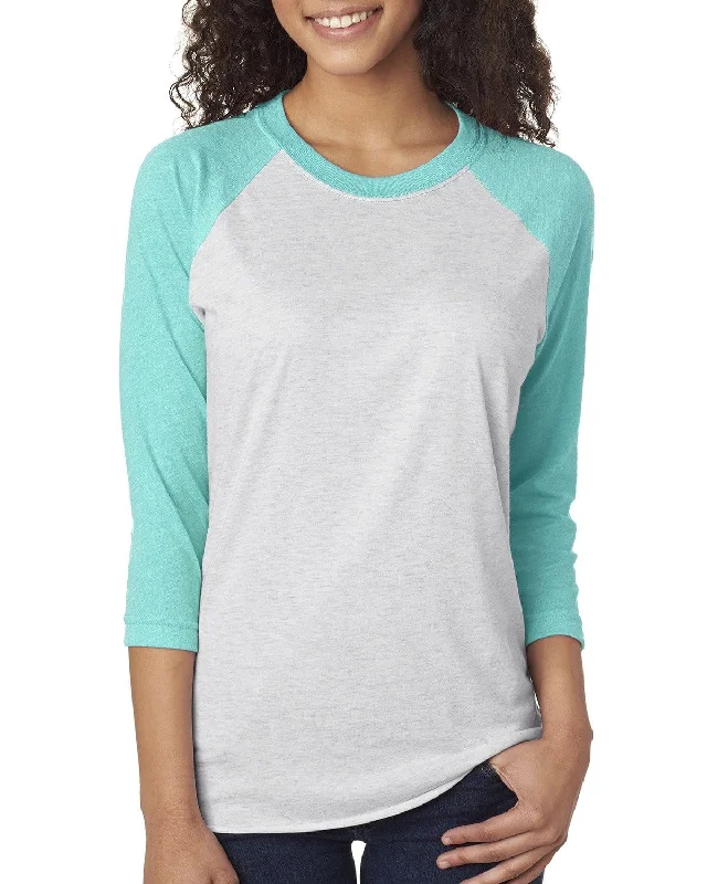 Next Level Unisex Triblend 3/4-Sleeve Raglan Tee | T Blue/ Hthr Wht