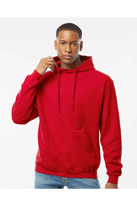 Tultex Mens Fleece Hooded Sweatshirt Hoodie w/ Pouch Pocket - Red