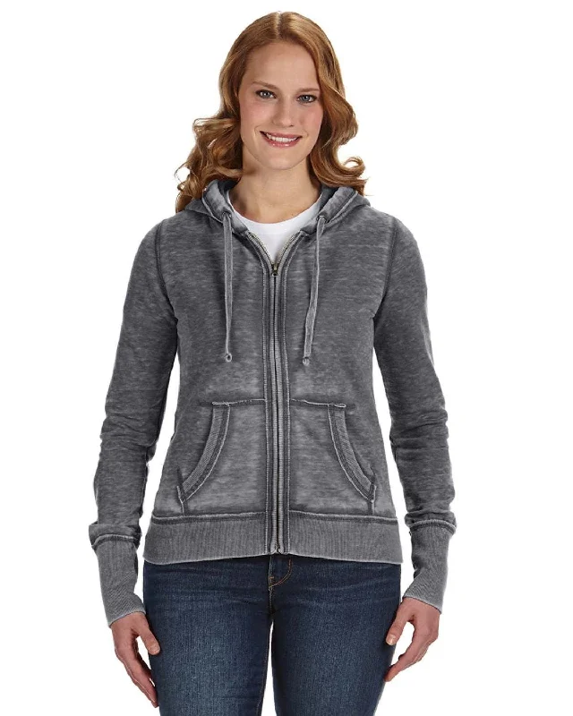 J America Ladies Zen Full-Zip Fleece Hoodie | Dark Smoke