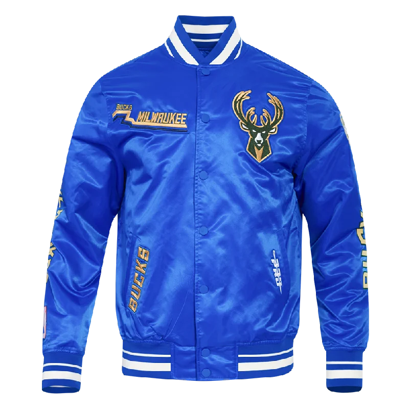 NBA MILWAUKEE BUCKS CITY EDITION 24-25 MEN'S RIB SATIN JACKET (ROYAL BLUE)