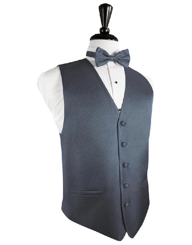 Desert Blue Herringbone Tuxedo Vest