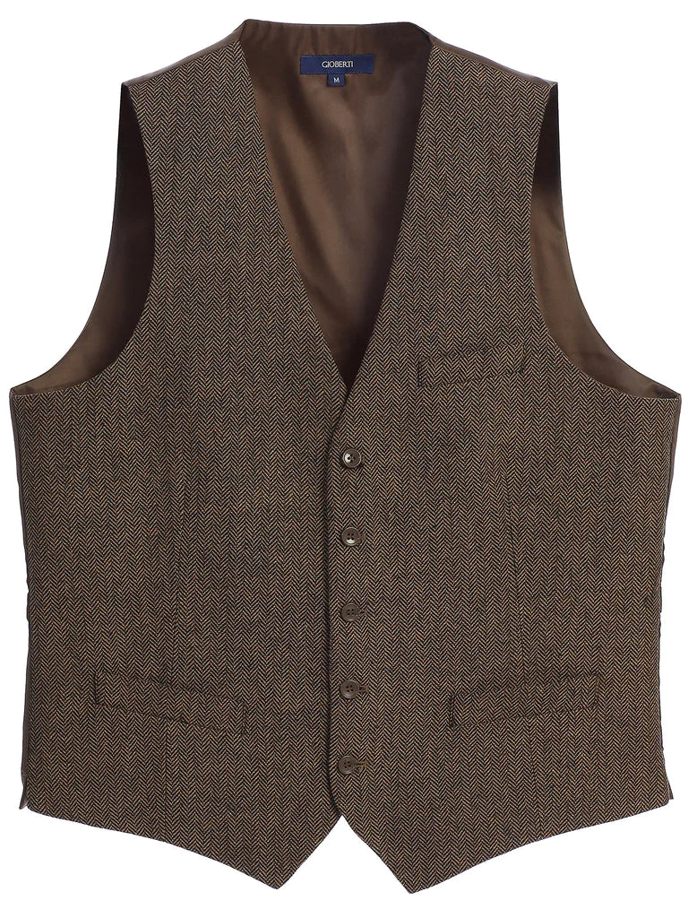 MEN'S 5 BUTTON CASUAL FORMAL TWEED SUIT VEST