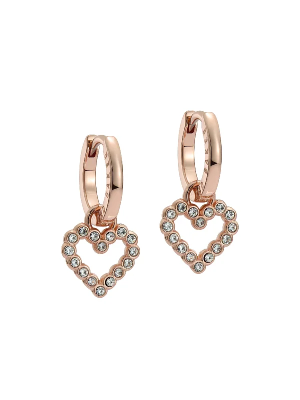 Amora Crystal Halo Heart Huggie Earring Rosegd