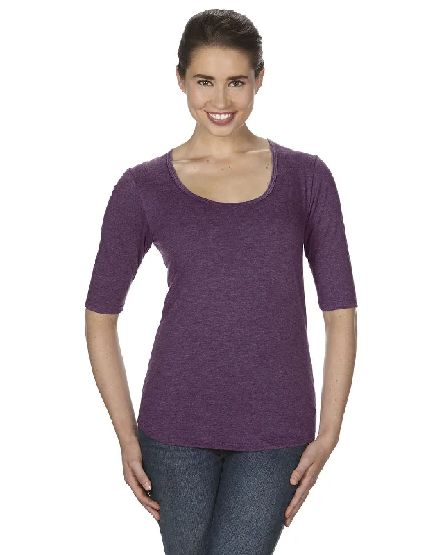 Anvil Ladies Triblend Deep Scoop Half-Sleeve T-Shirt | Hth Aubergine