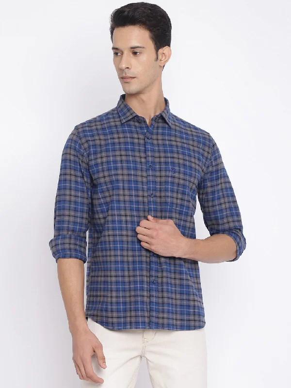 Men's Grey Casual Big Checks Full Sleeve Shirt