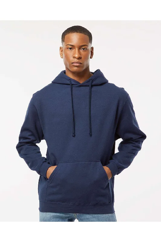 Tultex Mens Fleece Hooded Sweatshirt Hoodie w/ Pouch Pocket - Navy Blue