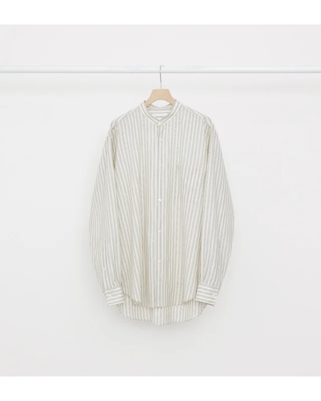 REGULAR FIT MAO COLLAR SHIRT ECRU×GRAY ST