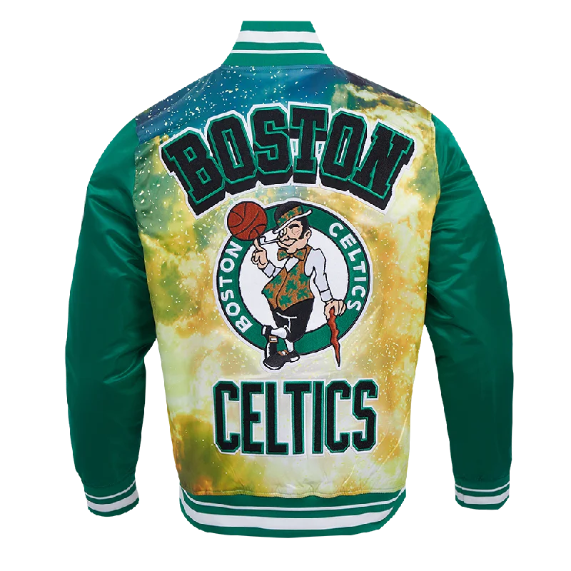 NBA BOSTON CELTICS SUBLIMATED MEN'S SATIN JACKET-GREEN SKY (KELLY GREEN)