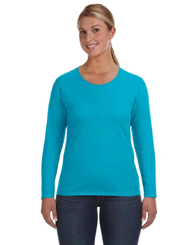 Anvil Ladies Lightweight Long Sleeve T-Shirt | Caribbean Blue