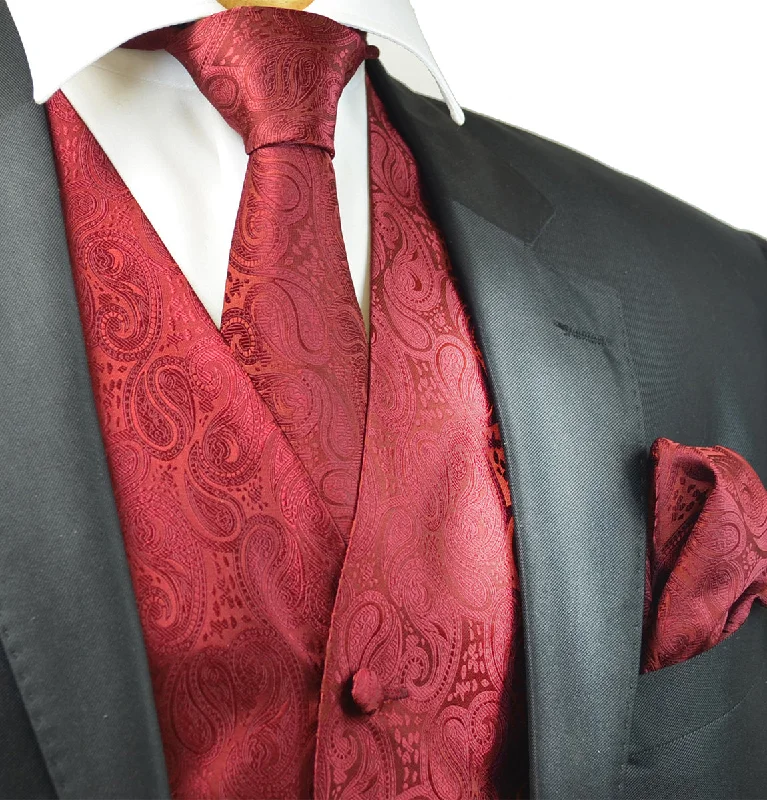 True Red Paisley Tuxedo Vest Set