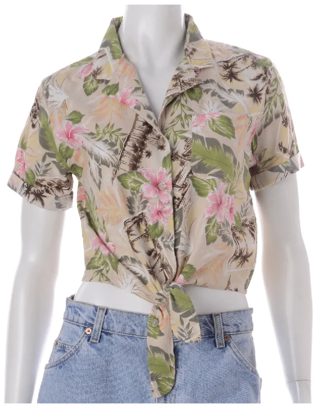 Label Nancy Ladies Hawaiian Tie Front Shirt