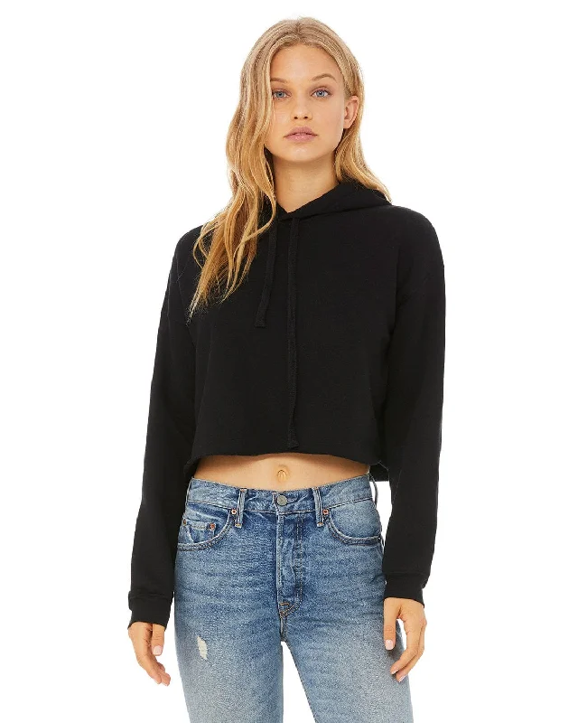 Bella+Canvas Ladies Cropped Fleece Hoodie | Black