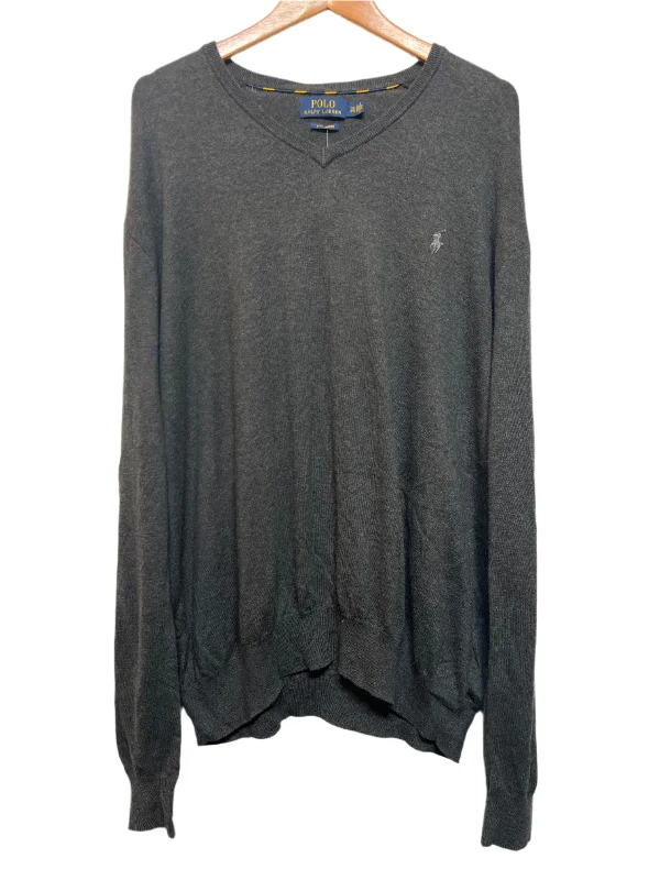 Ralph Lauren V Neck Mens Grey Sweater (Size XL)