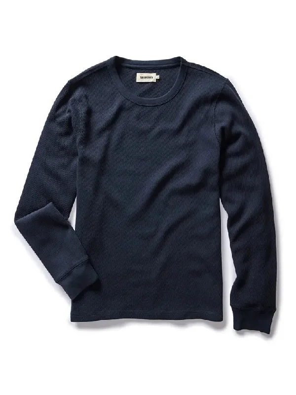 Organic Cotton Waffle Crew- Dark Navy