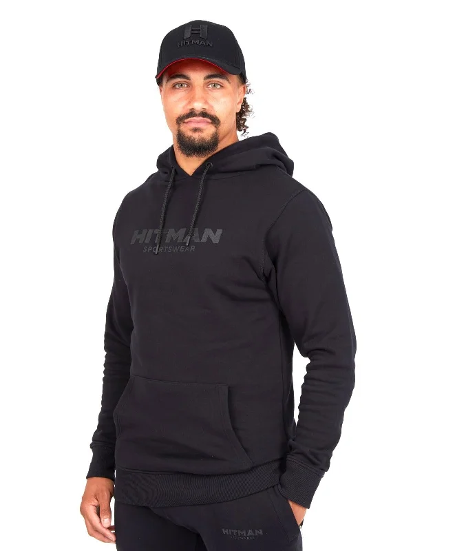 BLACK PULLOVER HOODIE LARGE TEXT