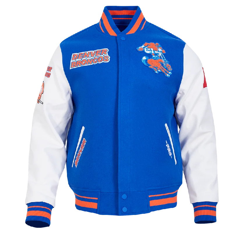 NFL DENVER BRONCOS RETRO CLASSIC MEN'S RIB WOOL VARSITY JACKET (ROYAL BLUE/ORANGE)