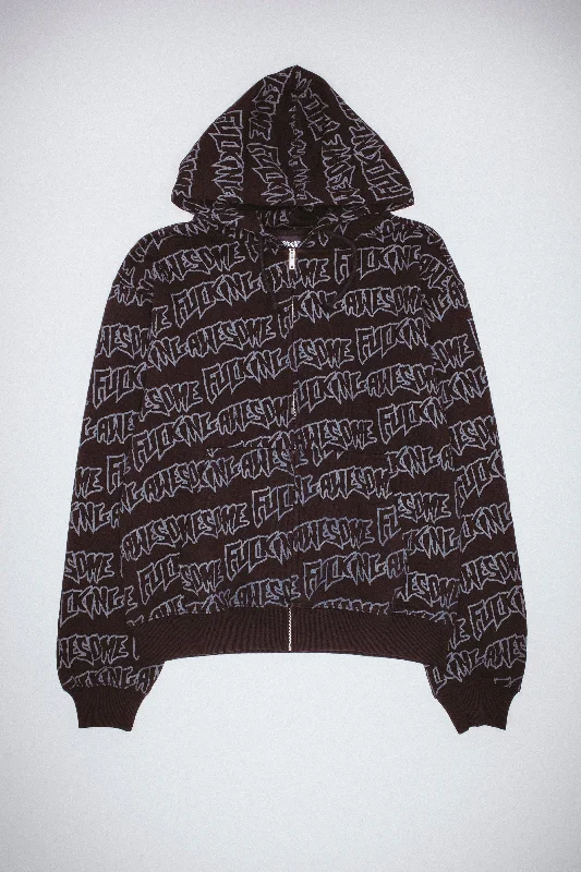 AOP STAMP ZIPPED HOODIE