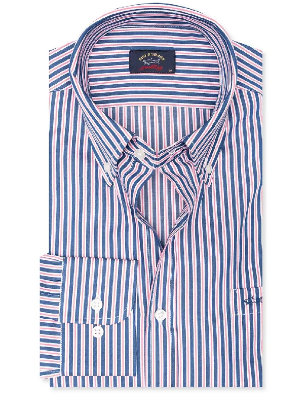 Blue Multi Striped Shirt Navy And Red