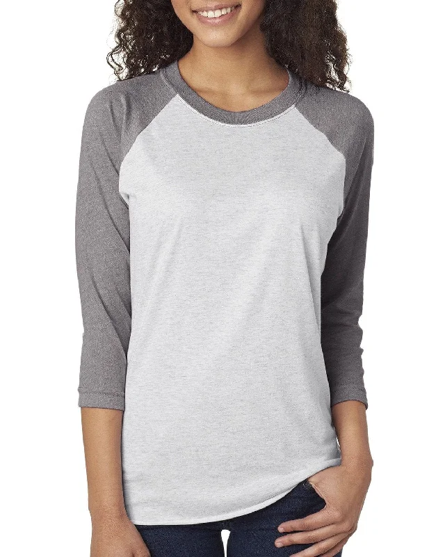 Next Level Unisex Triblend 3/4-Sleeve Raglan Tee | Pr Hthr/ Htr Wht