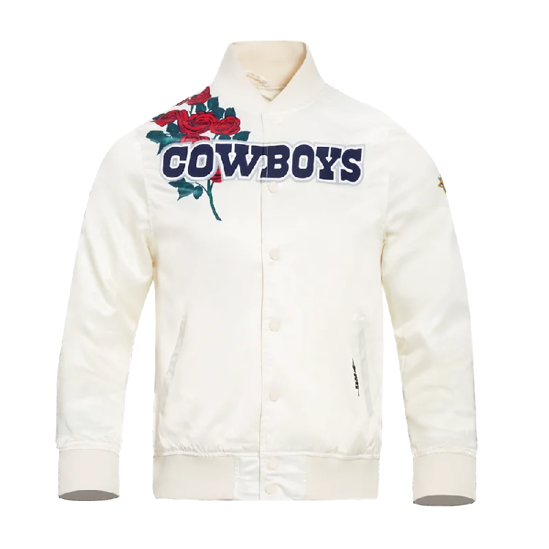 NFL DALLAS COWBOYS ROSES MEN'S SATIN JACKET (EGGSHELL / MULTI)