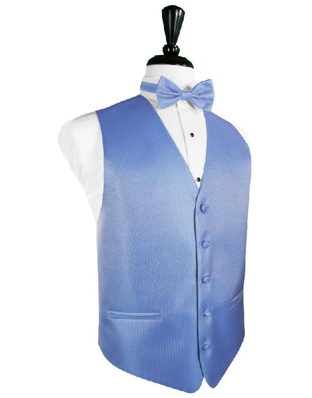 Cornflower Herringbone Tuxedo Vest