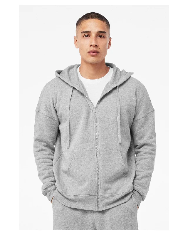 Bella+Canvas Unisex Sponge Fleece DTM Full-Zip Hooded Sweatshirt | Athletic Heather