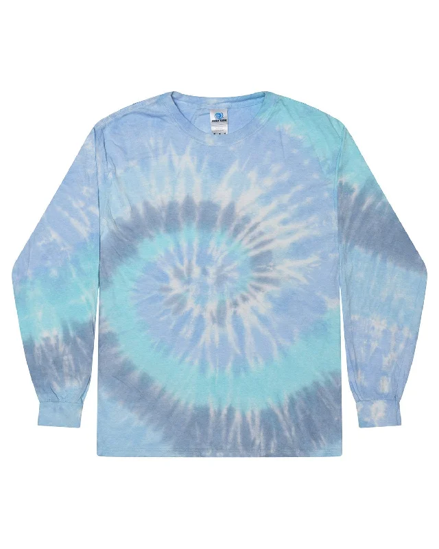 Tie-Dye 100% Cotton Long Sleeve Tie-Dyed T-Shirt | Lagoon