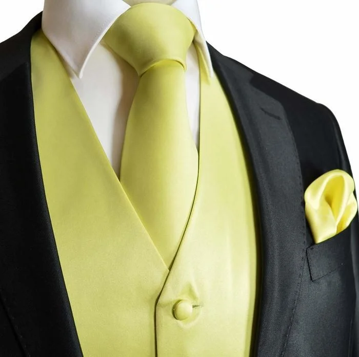 Solid Yellow Tuxedo Vest Set