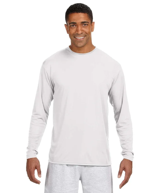 A4 Men's Cooling Performance Long Sleeve T-Shirt | White