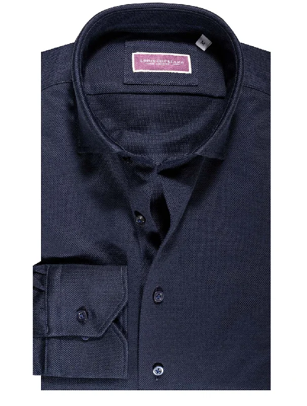 Navy Weave Slim Fit Shirt Navy