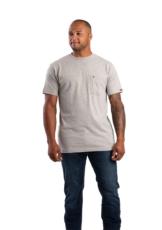 Berne Mens Grey Cotton Blend Heavyweight Pocket Tee S/S