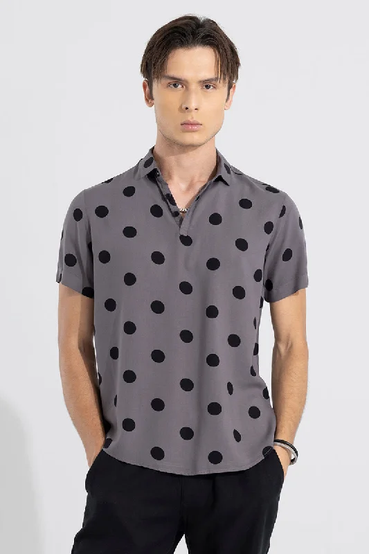 Polka Dotted Grey Polo T-Shirt