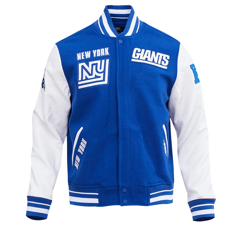 NFL NEW YORK GIANTS RETRO CLASSIC MEN'S RIB WOOL VARSITY JACKET (DODGER BLUE)