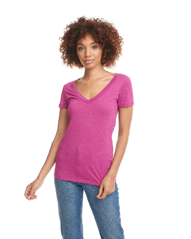 Next Level Ladies CVC Deep V-Neck Tee | Raspberry