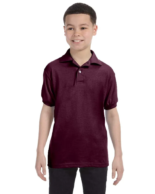 Hanes Youth Jersey Knit Polo Shirt | Maroon