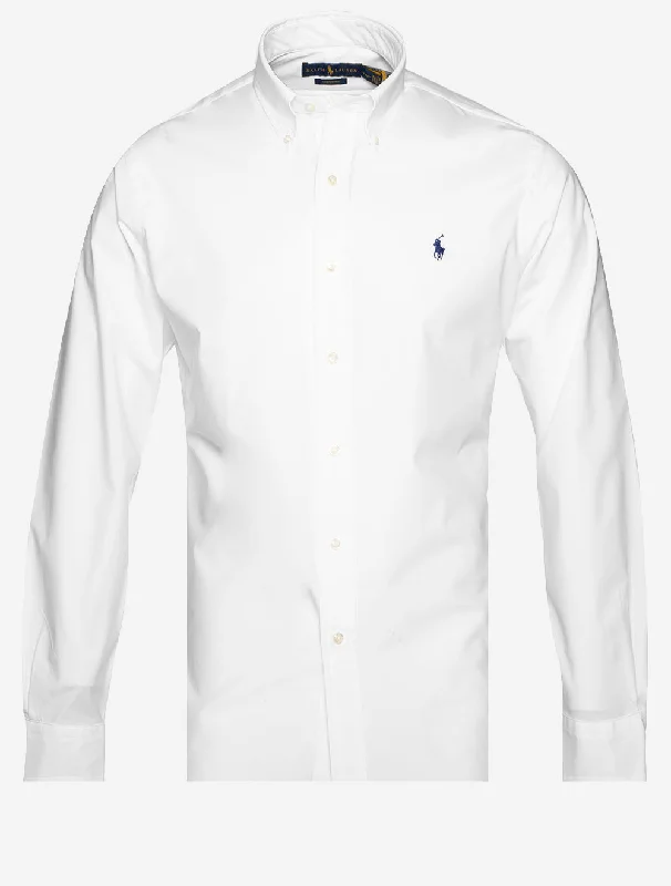 Einfarbiges Button-Down-Hemd Weiß