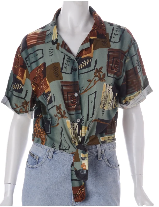 Label Nancy Ladies Hawaiian Tie Front Shirt