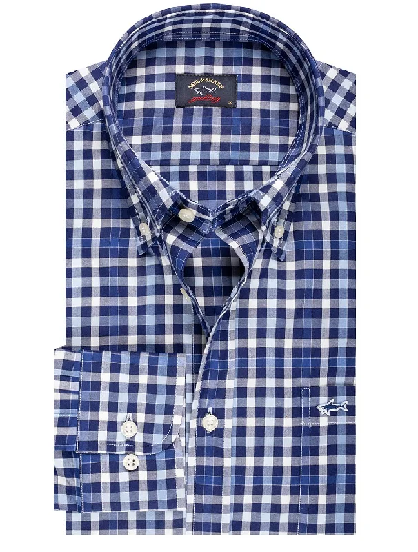 Check Button Down Shirt Blue