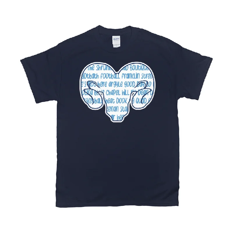 Carolina Blue and White Word Ram Adult T-Shirt